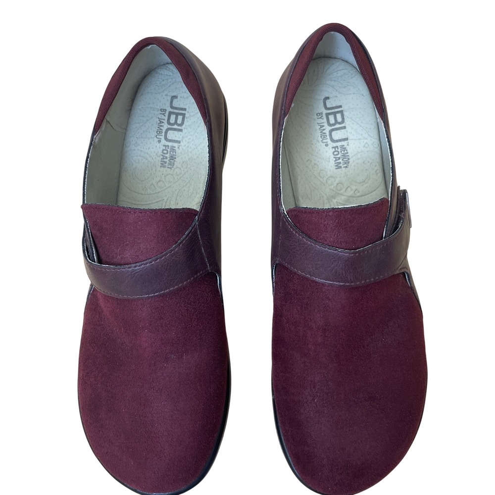 JBU by Jambu Sedona‎ Burgundy Suede Memory Foam Slip On Shoes Women's Size 8.5M